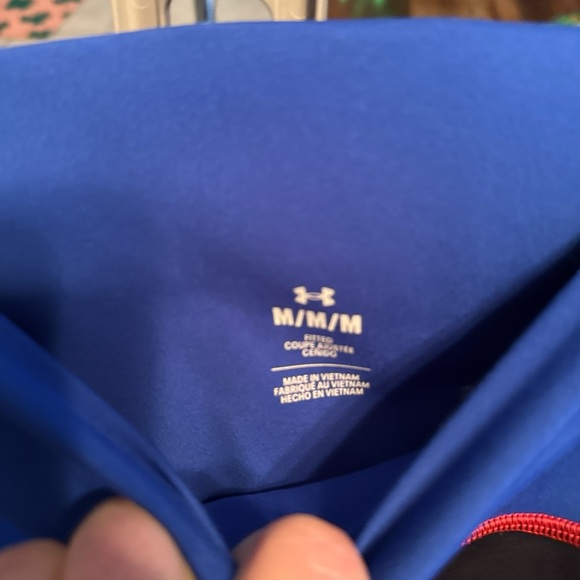 Under Armour Project Rock Blue & Black Leggings with Red Accents - Picture 4 of 4